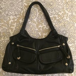 B. Makowsky Black Leather Satchel